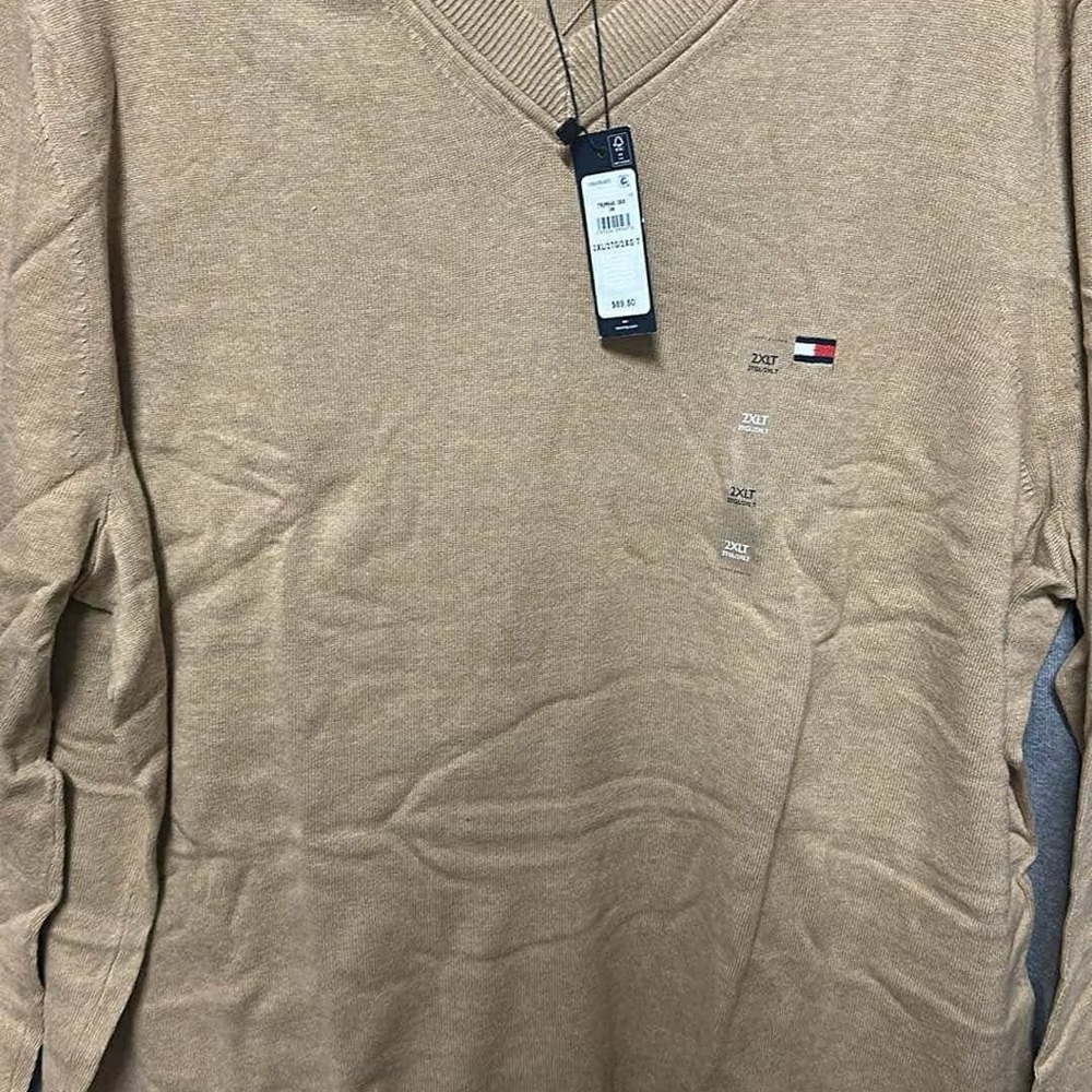 Tommy Hilfiger Beige V-Neck Sweater
